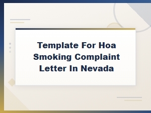 Hoa Smoking Complaint Letter Template for Nevada