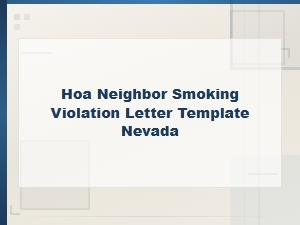 Nevada Hoa Smoking Violation Letter Template