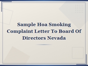 Nevada Hoa Smoking Complaint Letter Template