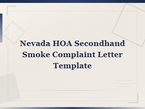 Nevada Hoa Smoke Complaint Letter for Homeowners